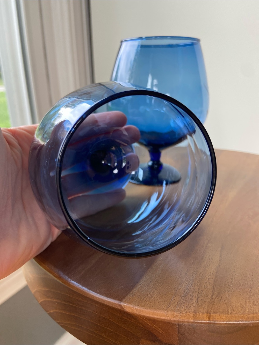 Vintage Empoli Handblown Deep Blue Brandy Glasses - Set of 2 - Picture 3 of 4
